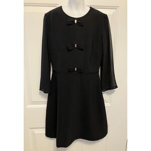 Ted Baker Size 0 Cocktail Formal Dress Black Mini Pleated A Line Women’s‎